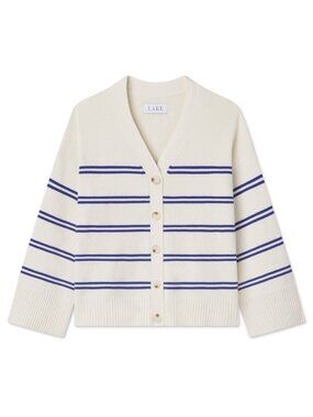 NWT Lake Pajamas Nora Cardigan in Ivory Caspian Stripe